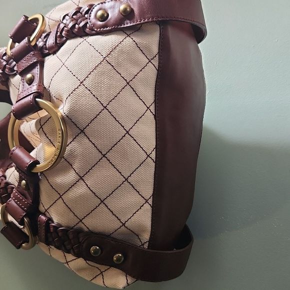 ISABELLA FIORE QUILTY AS CHARGED-CANNA CANVAS & LEATHER HOBO SHOULDER BAG - Picture 7 of 14